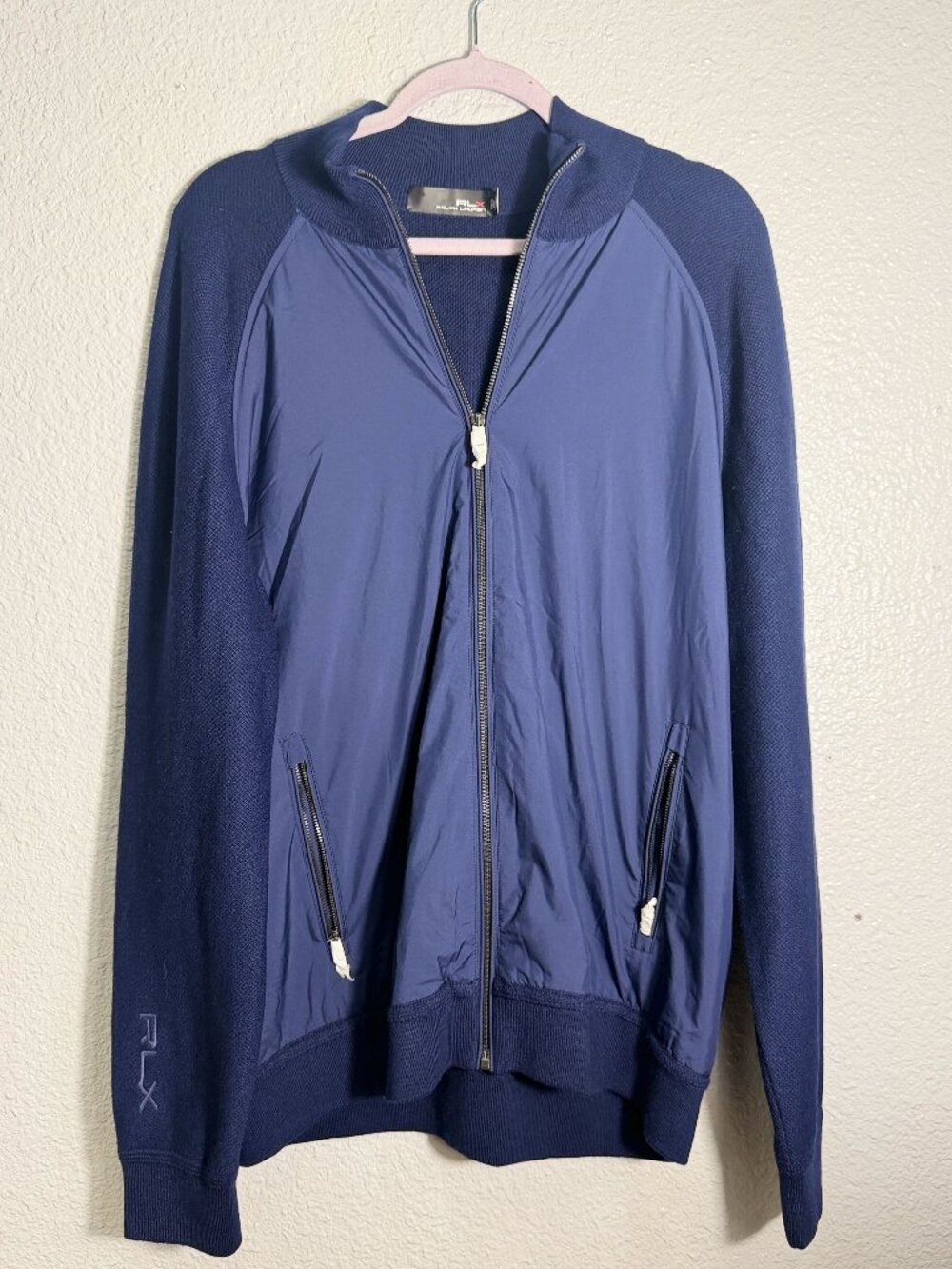 RLX Ralph Lauren Hybrid Full Zip Knit Sweater Jacket Navy Men's XL NWT